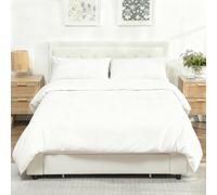 (Cream) HOMCOM Double Bed Frame with Storage and Adjustable Velvet Headboard