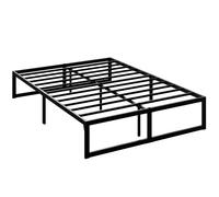 HOMCOM 4ft6 Double Bed Frame with Underbed Storage and Steel Slat Support, 32.5 cm Height, Noise-Free, Black
