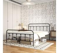 HOMCOM Platform Bed Frame w/ Underbed Storage Headboard in Black | Size: Double HOMCOM Black Double