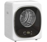 HOMCOM 4kg Vented Tumble Dryer, 800W Compact Freestanding Front Tumble Dryer with 5 Drying Mode, Smart Sensor, Timer and Stainless Steel Tub, Wall-Mounted Portable Small Clothes Drying Machine, White