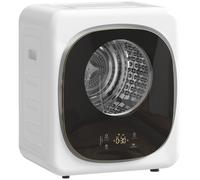 HOMCOM 4kg Vented Tumble Dryer, 800W Compact Freestanding Front Tumble Dryer with 5 Drying Mode, Smart Sensor, Timer and Stainless Steel Tub, Wall-Mounted Portable Small Clothes Drying Machine, White