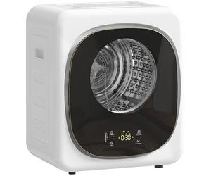 HOMCOM 4kg Vented Tumble Dryer, 800W Compact Freestanding Front Tumble Dryer with 5 Drying Mode, Smart Sensor, Timer and Stainless Steel Tub, Wall-Mounted Portable Small Clothes Drying Machine, White