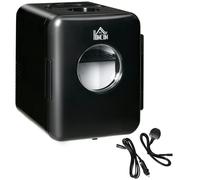 HOMCOM 4L Mini Fridge 6Can, AC+DC Portable Cooler