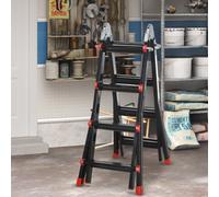 HOMCOM 4M Aluminium Duo Ladder Telescopic Herringbone Multi-Purpose DIY Non-Slip