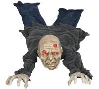 HOMCOM 5.2ft Life Size Outdoor Halloween Decoration Crawling Zombie, Animated Prop Decor with Sound and Motion Activated, Light Up Eyes, Howling Sound, Posable Arms