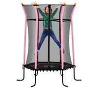 HOMCOM 5.4 FT/ 64 Inch Kids Trampoline With Enclosure Net Mini Indoor Outdoor Trampolines for Child Toddler Age 3-10 Years Pink