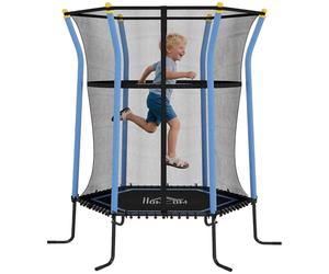 Homcom 5.4 FT Kids Trampoline, 64 Inch Toddler Trampoline with Enclosure Net Indoor Outdoor for Child Toddler Age 3-10 Years, Blue