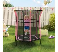 HOMCOM 5.4 FT/ 64 Inch Kids Trampoline With Enclosure Net Mini Indoor Outdoor Trampolines for Child Toddler Age 3-10 Years Pink