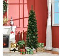 HOMCOM 5.5FT Artificial Slim Christmas Tree Holiday Home Décor with Pine Cones
