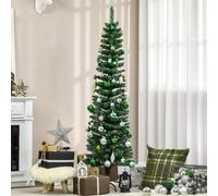 Homcom 5.5Ft Artificial Snow Dipped Christmas Tree Xmas Holiday Pencil Tree In Green Green One Size