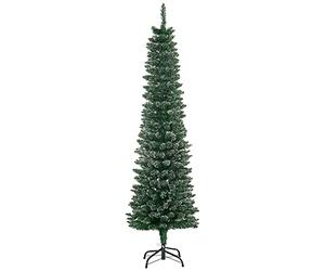HOMCOM 5.5FT Artificial Snow Dipped Christmas Tree Xmas Pencil Tree Green