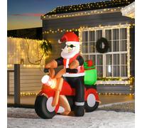 HOMCOM 5.5ft Inflatable Santa Claus Riding Motorcycle Christmas Decoration HOMCOM Multicolor
