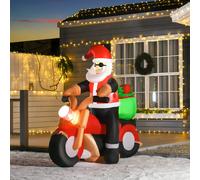 Inflatable Light Up Santa on a Motorcycle 170cm, Multi