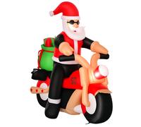 HOMCOM 5.5ft Light-Up Inflatable Santa Claus Riding a Bike Decoration for Lawn