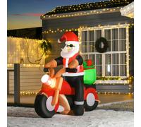 HOMCOM 5.5ft Inflatable Santa Claus Riding Motorcycle Christmas Decoration HOMCOM Multicolor