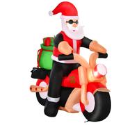 HOMCOM 5.5ft Light-Up Inflatable Santa Claus Riding a Bike Decoration for Lawn