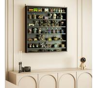 HOMCOM 5/7Tier Wall Display Shelf Unit Cabinet w/ Shelves Glass Doors - Black - 80cm x 9.5cm x 83cm