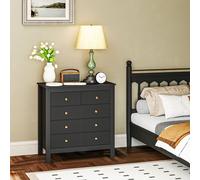 HOMCOM 5 Drawer Bedroom Chest of Drawers w/ Fluted Fronts for Living Room in Black HOMCOM Black
