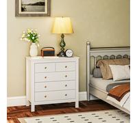 HOMCOM 5 Drawer Bedroom Chest of Drawers w/ Fluted Fronts for Living Room in White HOMCOM White
