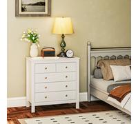 HOMCOM Fluted Bedroom Chest of Drawers w/ 5 Drawers Gold Tone Handles Black - White - 5