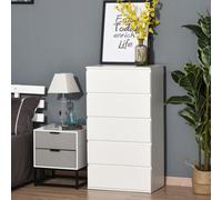 HOMCOM 5 Drawer Cabinet Storage Cupboard Wooden Freestanding Organiser Unit Whit