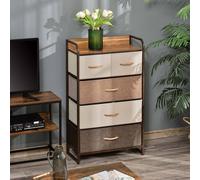 HOMCOM Storage Unit 5 Linen Fabric Drawers Steel Frame Multi, Multi