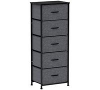 HOMCOM Fabric Chest of Drawers, Industrial Bedroom Dresser with 5 Fabric Drawers, Steel Frame and Wooden Top for Nursery, Living Room, Hallway, Dark Grey