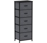 5 Drawer Fabric Chest of Drawers w/ Wooden Top, Dark Grey HOMCOM Dark Grey One Size