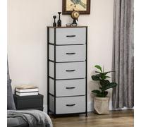 Homcom Chest Of Drawers Cloth Organizer With 5 Fabric Drawers Steel Frame In Grey Grey