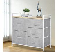 HOMCOM 5 Drawer Linen Basket Storage Unit Home Organisation w/ Shelf Handles