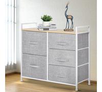 HOMCOM 5 Drawer Linen Basket Storage Unit Home Organisation w/ Shelf Handles