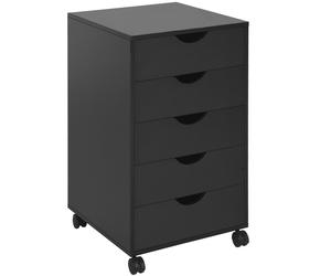 HOMCOM 5 Drawer Mobile Filing Cabinet, Vertical File Cabinet, Modern Rolling Printer Stand for Home Office, Black