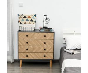 Homcom 5-Drawer Storage Cabinet Chest With Metal Handles Bedroom Living Room
