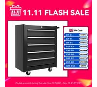 Homcom Steel 5-Drawer Tool Storage Cabinet Lockable With Wheels Handle Garage In Black Black One Size