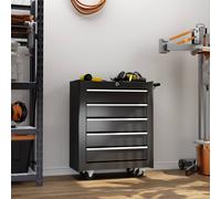 Homcom 5-Drawer Tool Chest Steel Lockable Tool Storage Cabinet W/ Wheels Black