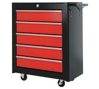 HOMCOM 5-Drawer Tool Chest Steel Lockable Tool Storage Cabinet w/ Wheels in Red HOMCOM Red