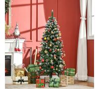 5 Foot Snow Artificial Christmas Tree Indoor Pine Cones Realistic HOMCOM Green One Size