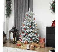 HOMCOM Artificial Flocked Christmas Tree, Hinged Xmas Tree with Branches in Green | Size: 5ft HOMCOM Green 5ft