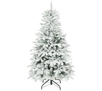 HOMCOM 5 ft Artificial Flocked Christmas Tree 717 Branches Hinged Xmas Tree