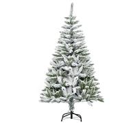 HOMCOM 5 Ft Snow Flocked Artificial Christmas Tree with Auto Open Green