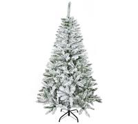 HOMCOM 5ft Snow Flocked Artificial Christmas Tree w/ Realistic Branch Tips
