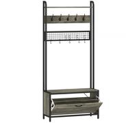 HOMCOM 5-In-1 Industrial-Style Hallway Tree - Grey/Black