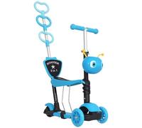 HOMCOM 5 in 1 Kids Scooter 3 Wheel Adjustable Handlebar for 18 Month+ Blue