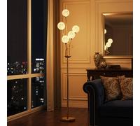 HOMCOM Gold Modern Floor Lamp w/ K9 Crystal Shade - 5 Light - for Living Room | TJ Hughes