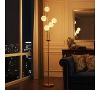 Homcom Modern Floor Lamp W/ Acrylic Shade, 5 Light, For Living Room, Gold