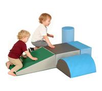 HOMCOM 5 PCs Kids Soft Play Set, Climb and Crawl Activity Toys Set for Baby Toddler, Soft Foam Blocks Indoor Play Equipment Learning Toys Blue