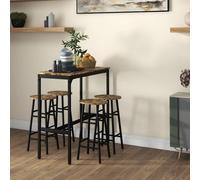 HOMCOM 5 Piece Bar Set, Industrial Kitchen and Chair Set Rustic Brown