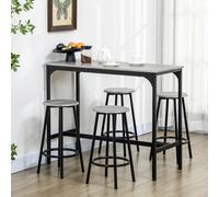 5 Piece Bar Table and Stools Set with Metal Frame for Dining Room HOMCOM Grey One Size