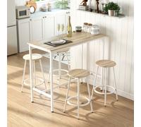 HOMCOM 5 Piece Bar Table and Stools Set with Metal Frame Natural Wood