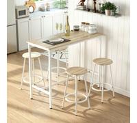 HOMCOM 5 Piece Bar Table and Stools Set with Metal Frame Natural Wood